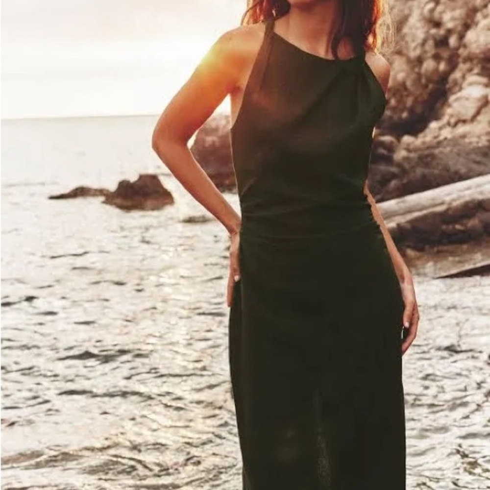 Zara linen blend midi dress